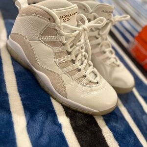 Jordan Collection White Sneakers with Gold Accents